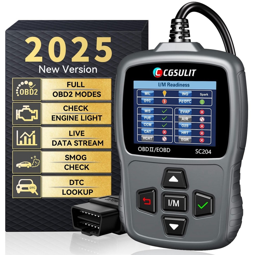 CGSULIT Scan Tool SC204 OBD2 Scanner, Check Engine Light Code Reader with Res...