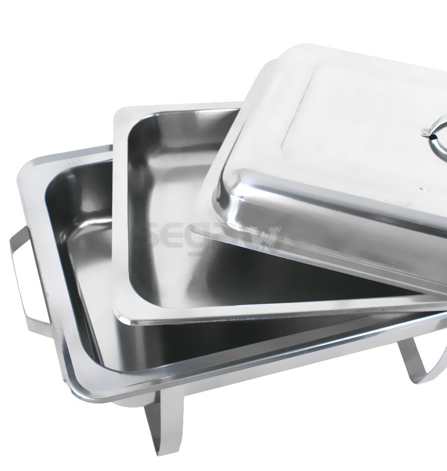 2 PACK Deluxe 8 Qt Stainless Steel Rectangular Chafer Chafing Dish Set Full Size