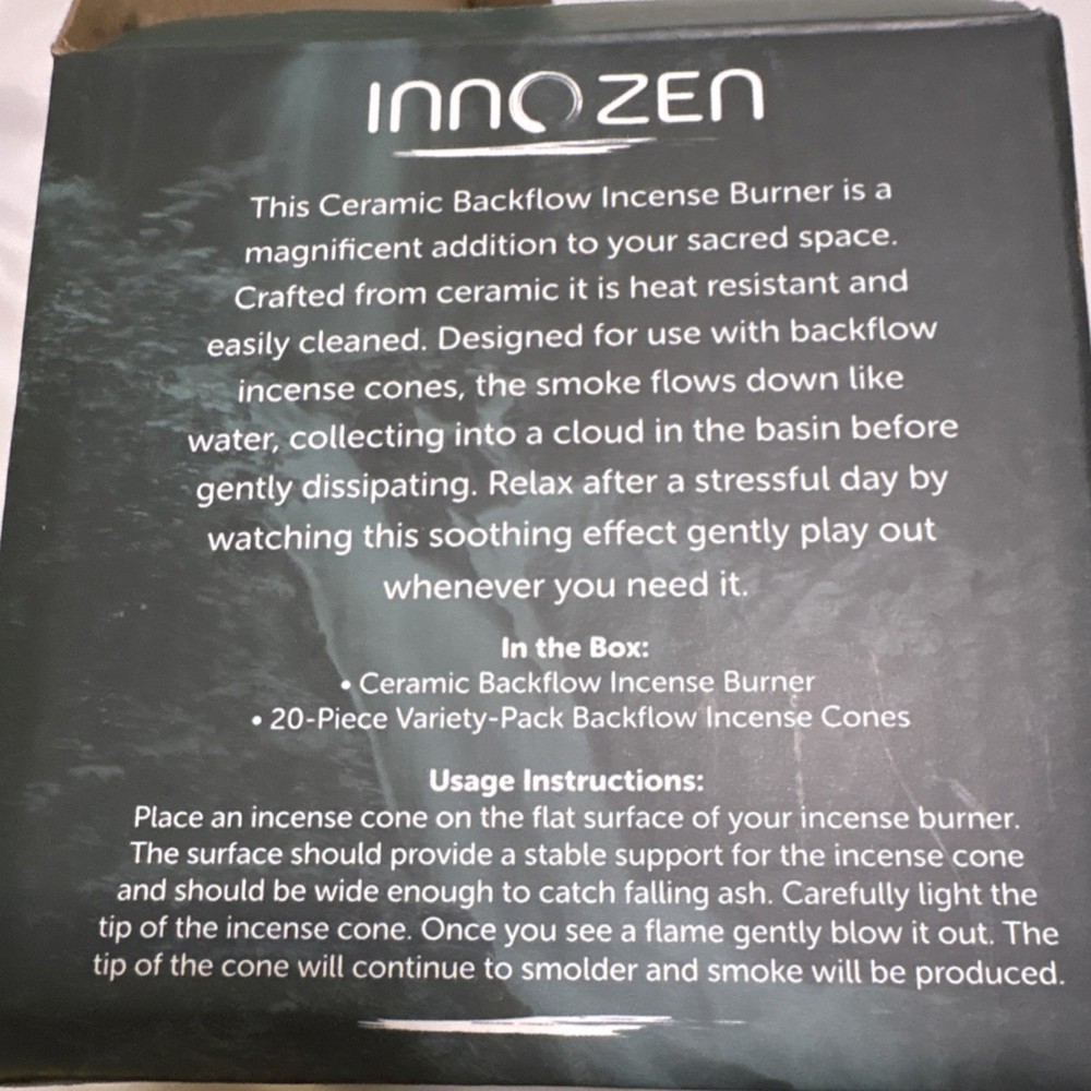 Innozen Backflow Cascading Ceramic Incense Burner with 20 Assorted Cones