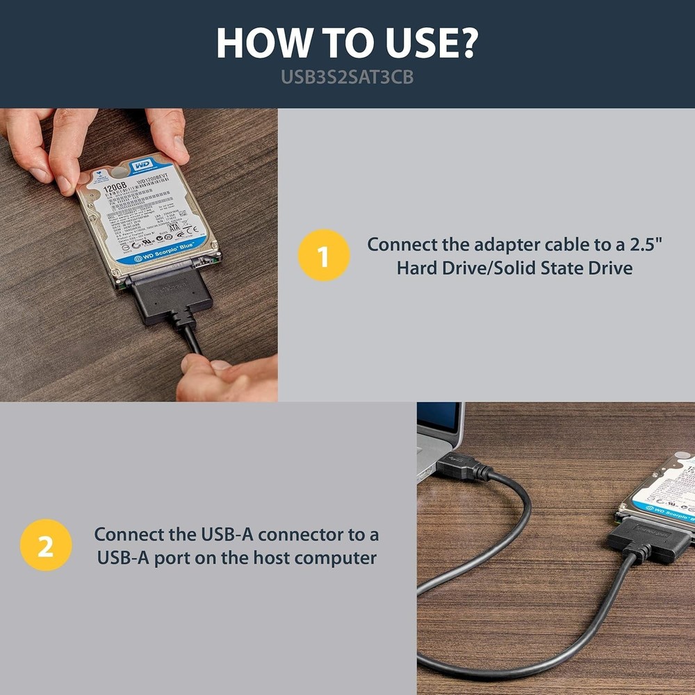Universal SATA to USB Adapter for 2.5in Drives - Quick Data Transfer Solution