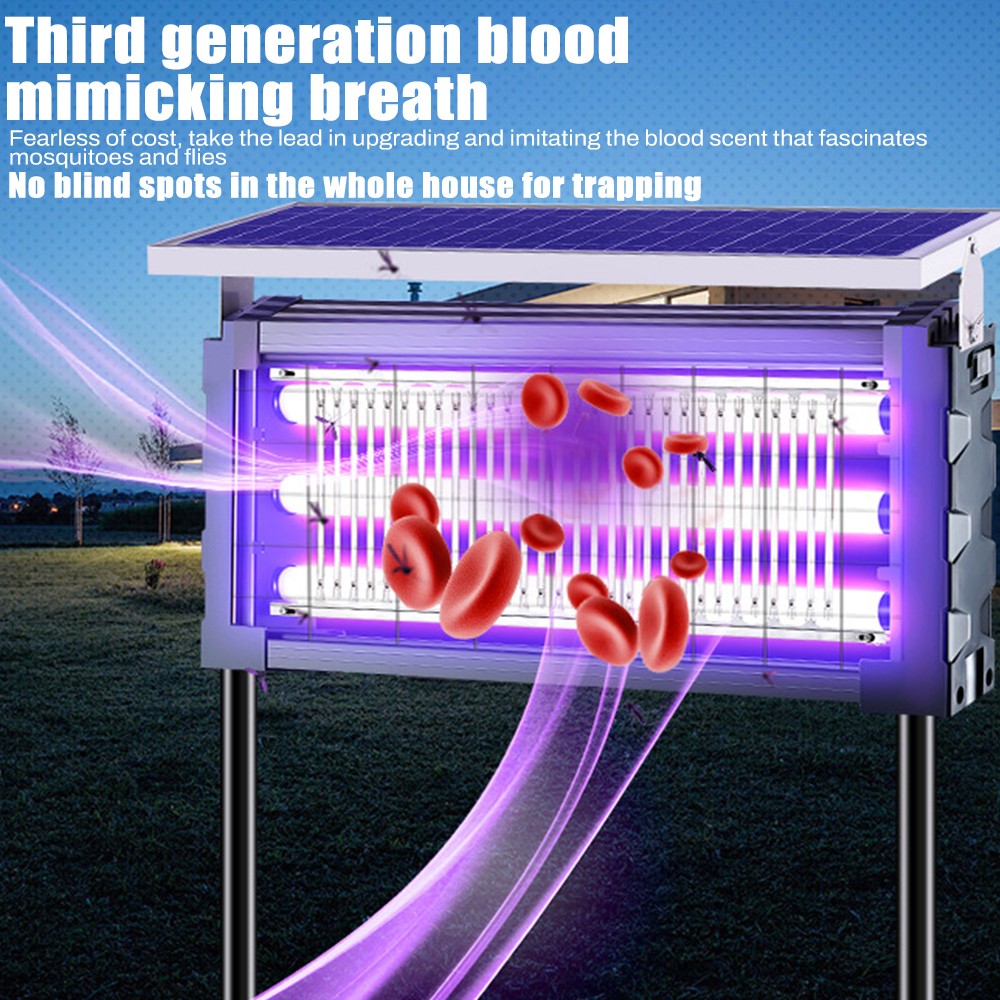 Solar Bug Zapper Outdoor Mosquito Zapper 4500V Waterproof Rechargeable Fly Zappe