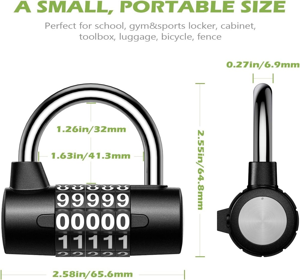KeeKit 5 Digit Combination Lock, Re-settable Padlock, Outdoor...