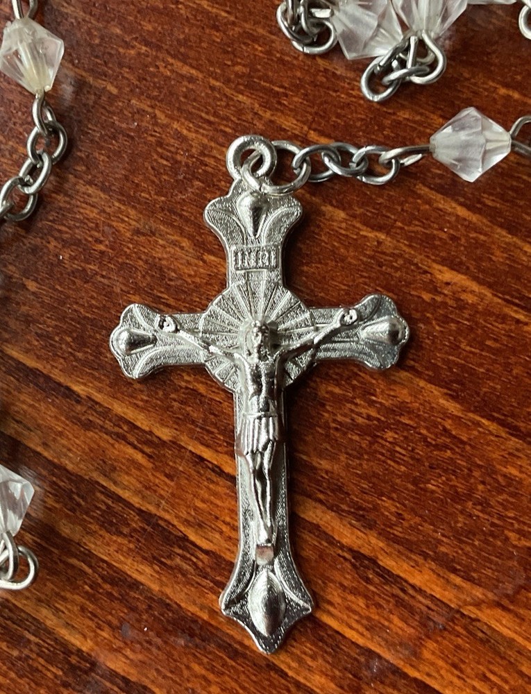 Catholic Jerusalem Crystal Clear Rosary - 20” (Free Shipping)