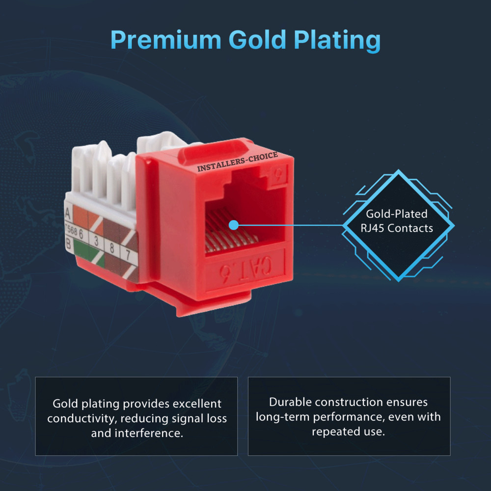 50 pcs Cat6 Punchdown Keystone Jack Red 45 Degree Angle Ethernet Network PACK