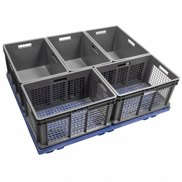 Akro-Mils 37682Grey Solid & Stackable Straight Wall Storage Container, 20 Gal,