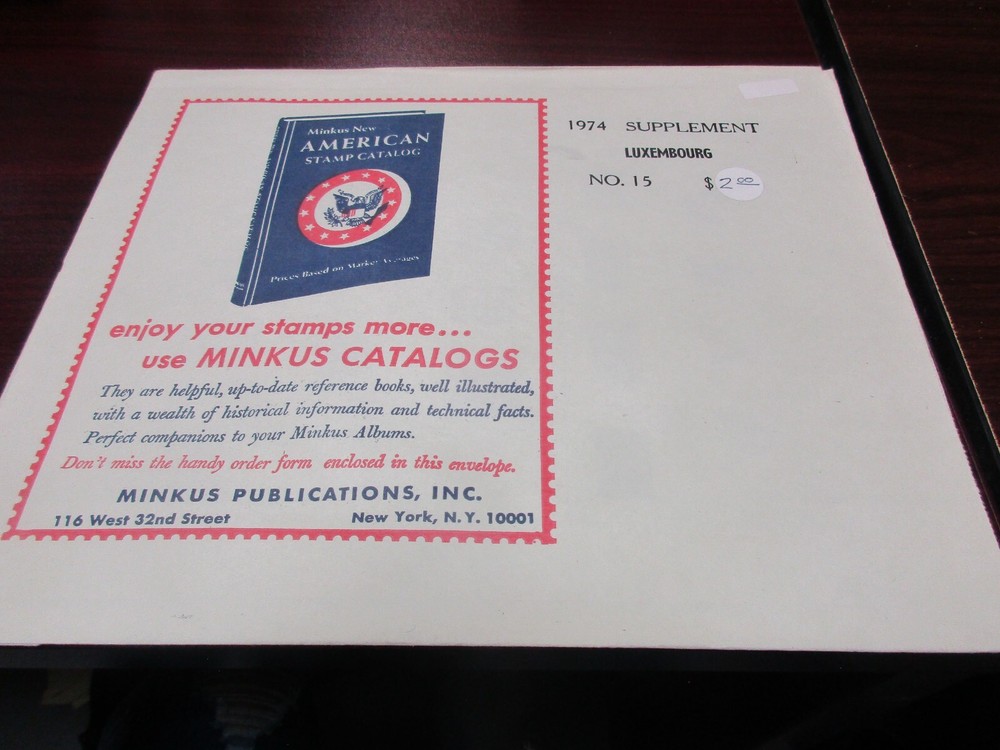 "MINKUS" 1974  SUPPLEMENT  LUXEMBOURG  #15  W/FREE SHIPPING!!!