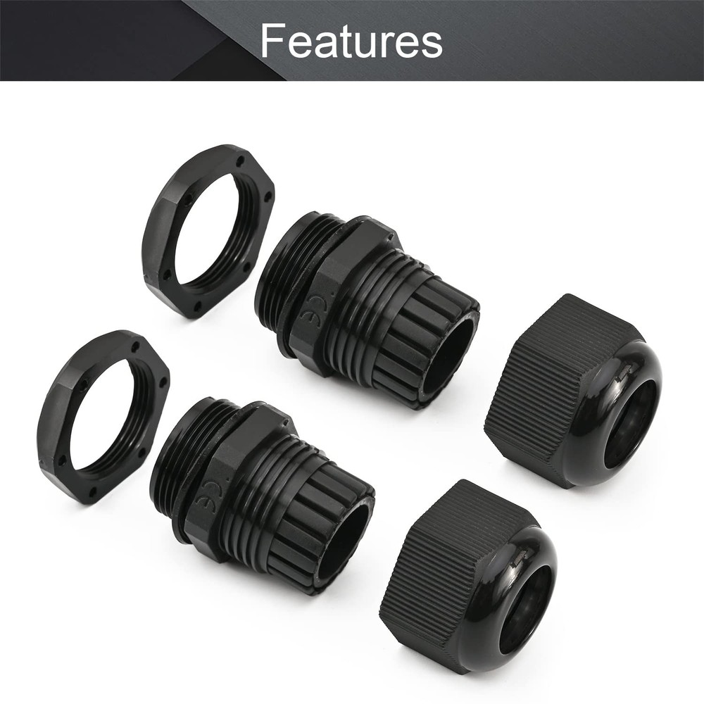 Fielect 5Pcs Waterproof Plastic PG21 Cable Glands Joints Adjustable
