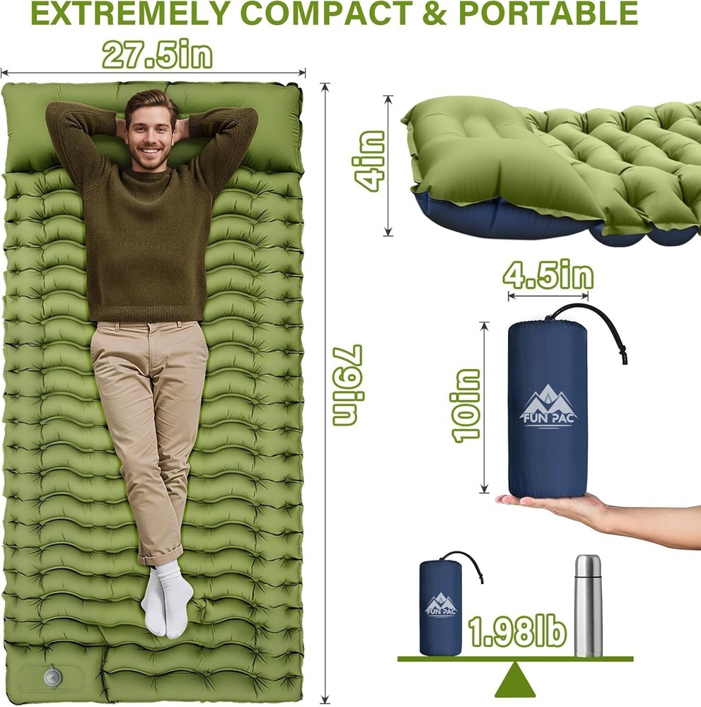 Self-Inflating Sleeping Pad for Camping - Lightweight, Waterproof & Portable