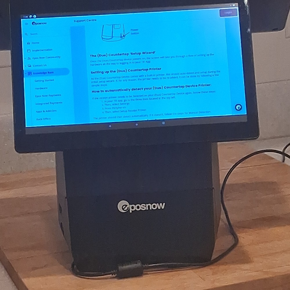 Epos Now Duo Countertop POS System Dual Screens Touchscreen Receipt Printer