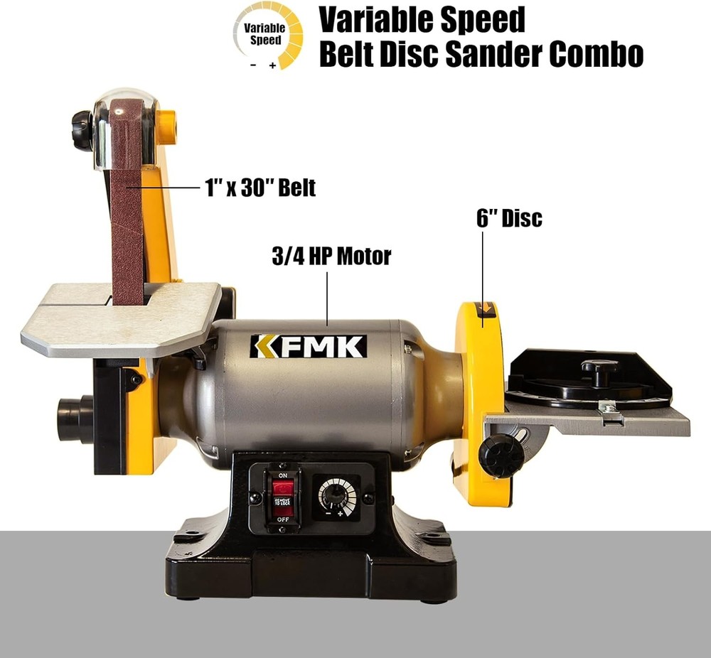1x30 Belt 6 Disc Sander Variable Speed Benchtop Combo