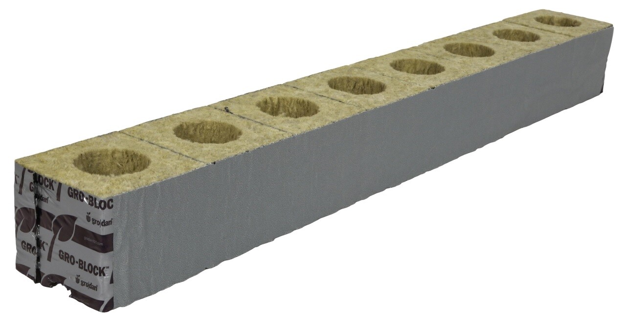 Grodan Delta 4 (8 pcs) Block 3"x3"x2.5" W/ Hole Rockwool Cutting Clones