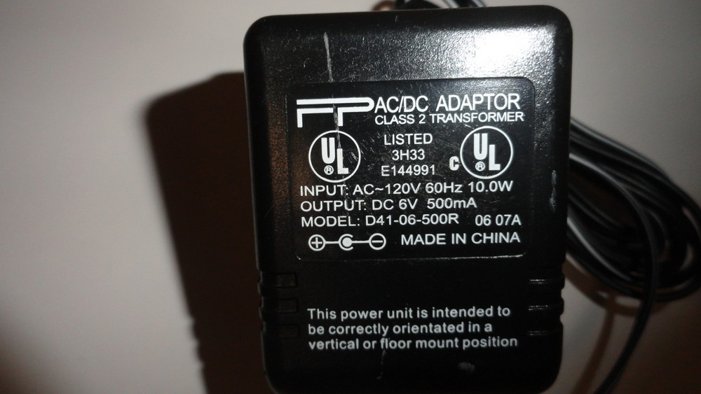 SS9: FP AC/DC Power Adapter Class 2 Transformer Model D41-06-500R