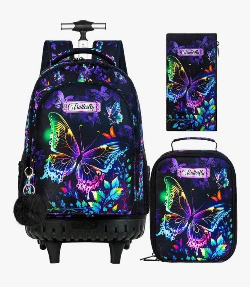 3Pcs Rolling Backpack for Girls