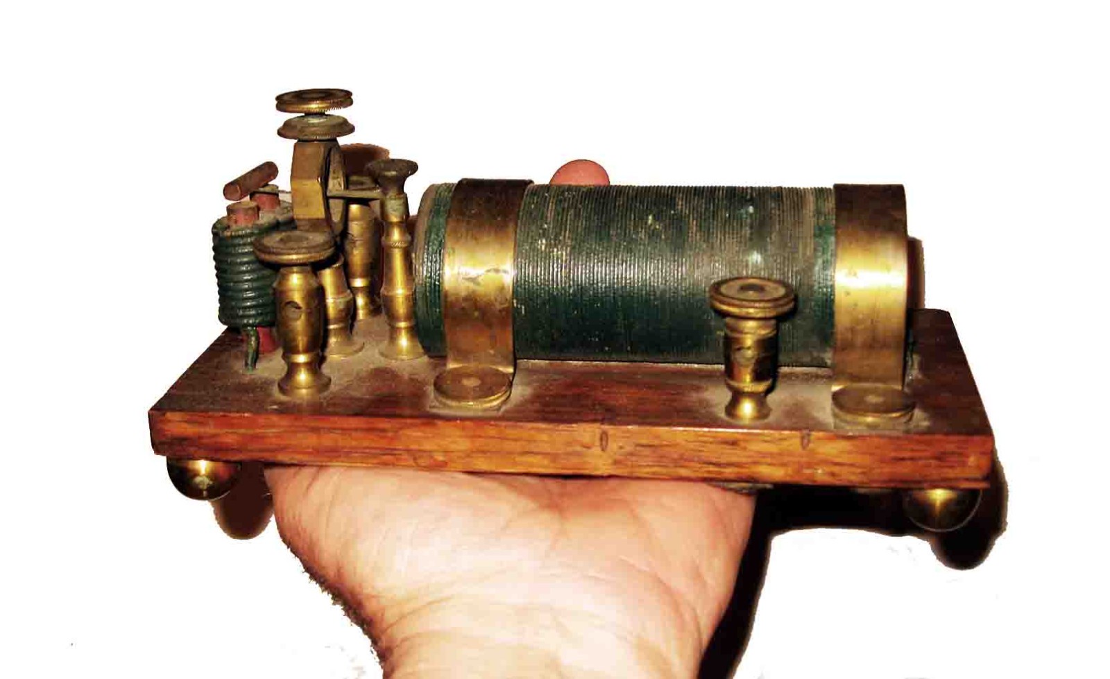 RARE c1845 DANIEL DAVIS Jr Boston QUACK MEDICAL ELECTRICAL COIL /BRASS BALL FEET