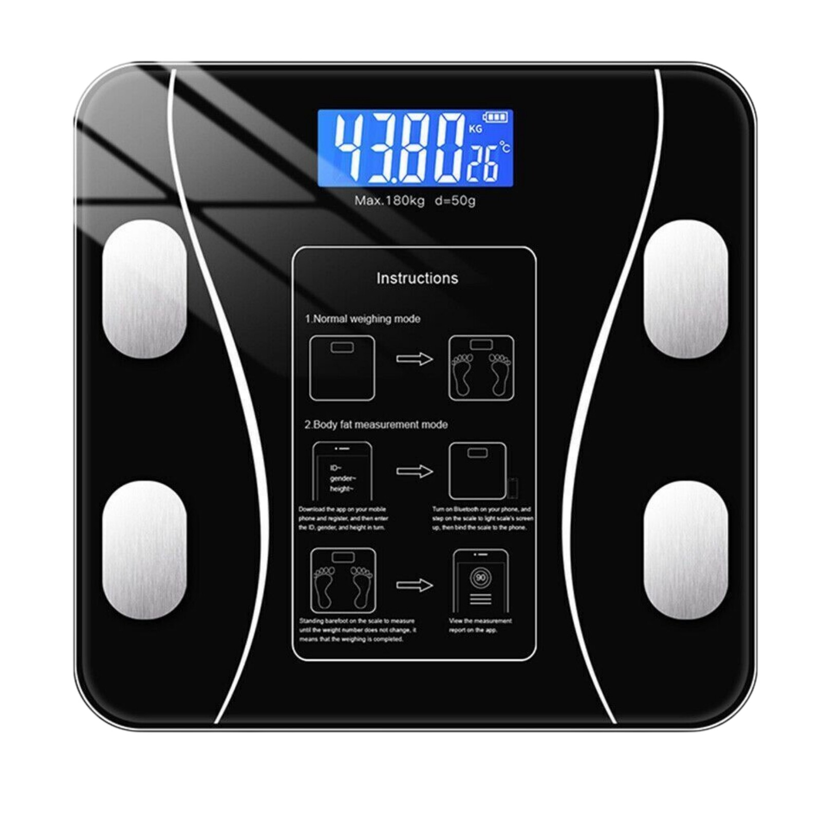 Digital Body Weight Scale Backlit Display High Precision Bluetooth BathroomScale