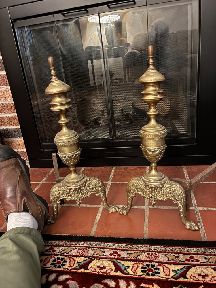Antique Fireplace Screen Holder Set