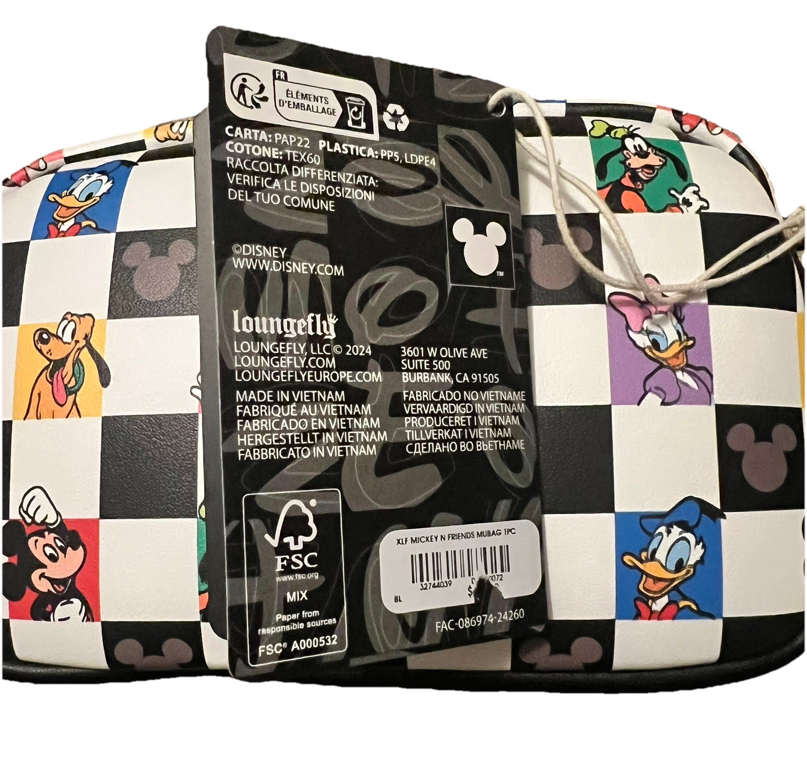 Disney Loungefly Mickey & Friends Checkered Makeup Bag Cosmetic Case NWT