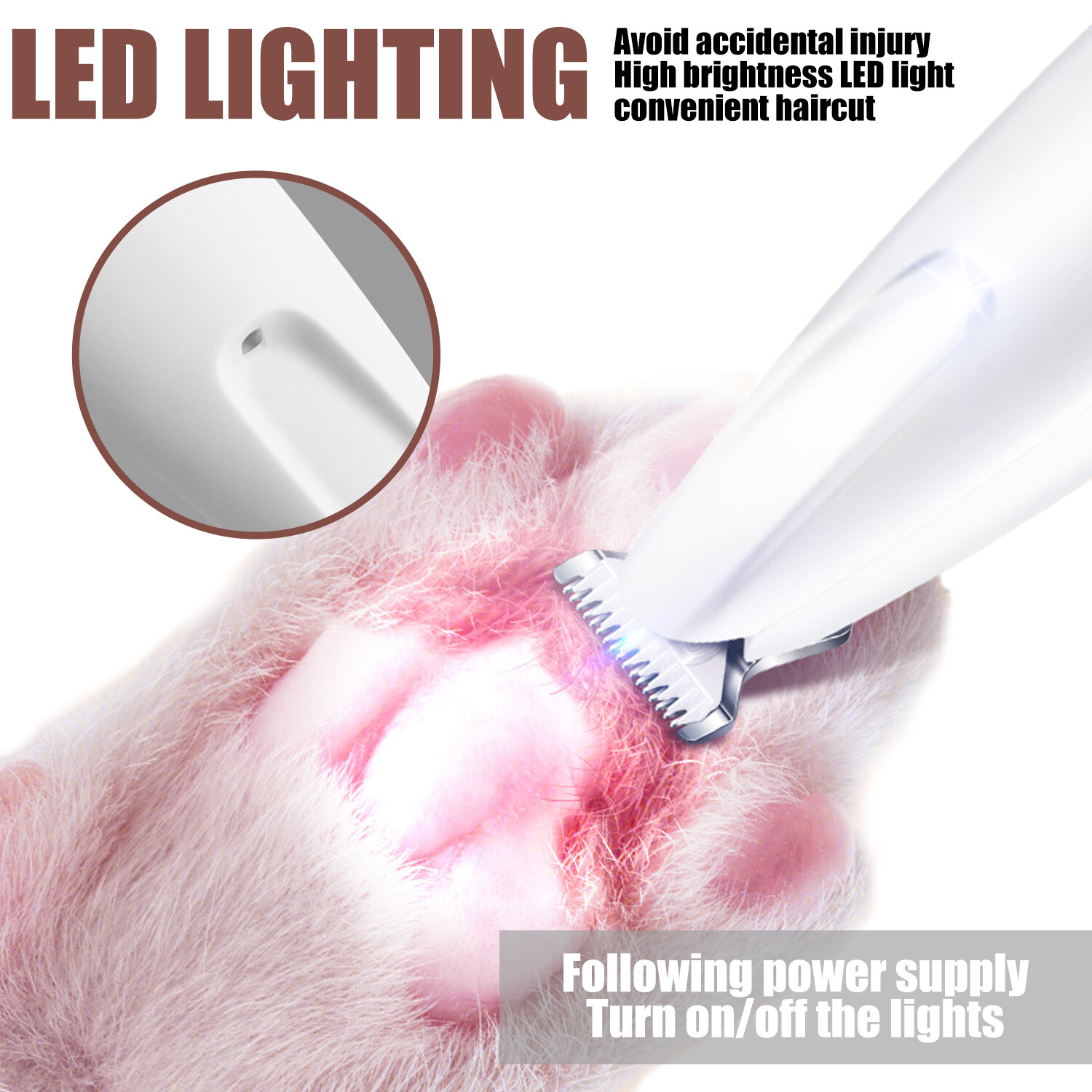 Dog Paw Fur Trimmer Low Noise Cordless Electric Pet Hair Clippers for Cat & Dogs