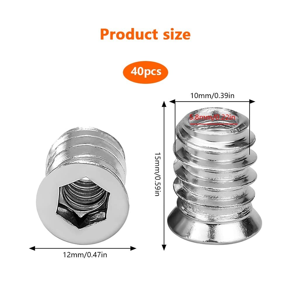 M6 Threaded Sleeve for Wood M6 Screw Nuts Sleeve Nut Wood Thread Insert Threaded