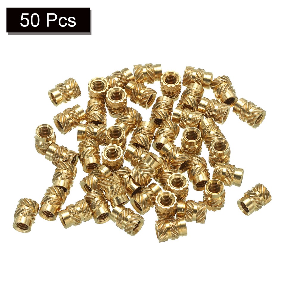 50pcs M4 Threaded Inserts Metric Knurled Nuts Brass Heat-Set Inserts