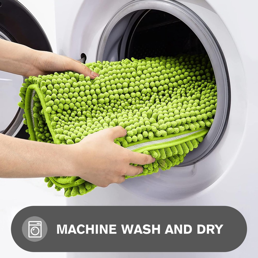 Lime Green Bathroom Rugs – Absorbent and Washable Bath Mat Non-Slip Thick Sof...