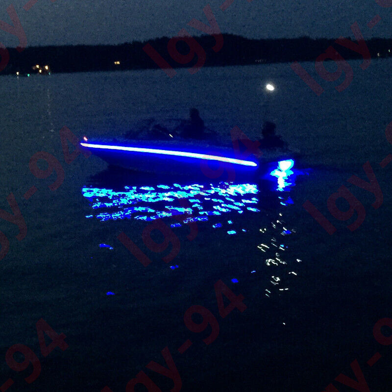 Blue Neon Glow EL Wire String Strip Decor Boat LED Light Car Party + Controller