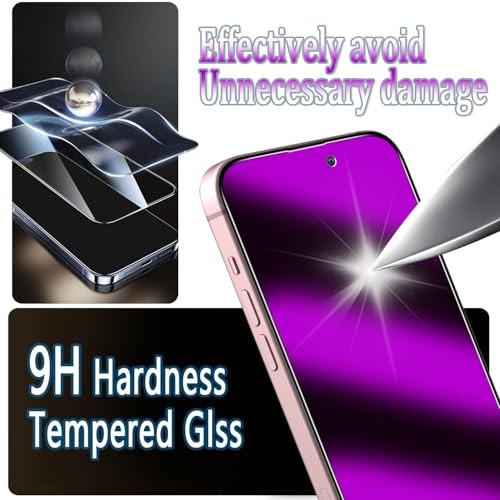 [2 Pack Privacy Screen Protector for iPhone 16, Anti-Blue Light Temered