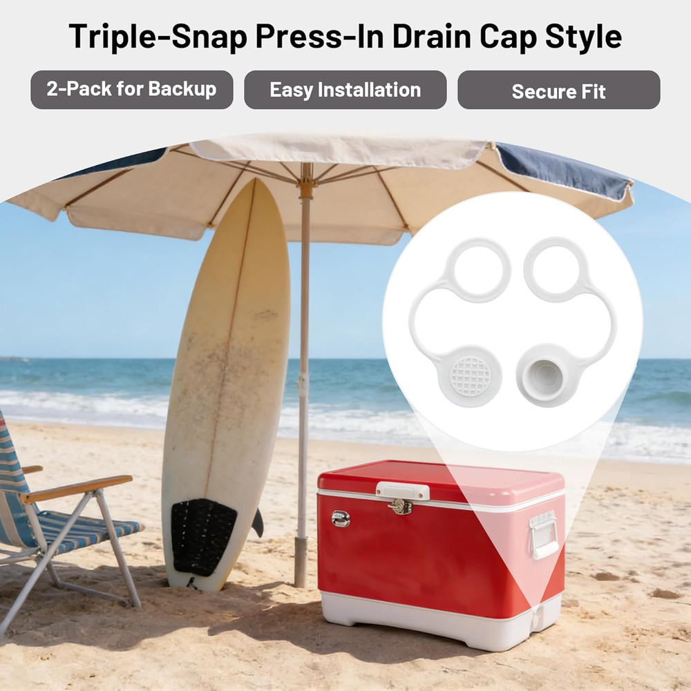 Drain Plug Caps Replacement Compatible with Igloo Coolers 25–70 Qt, 2 Pack Tripl