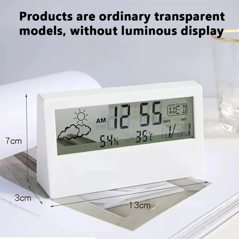 LED Thermometer Thermo-Hygrometer Multifunction Electronic Clock Temperature