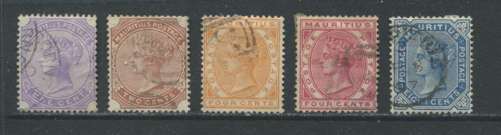 Mauritius 1882-93 various values used