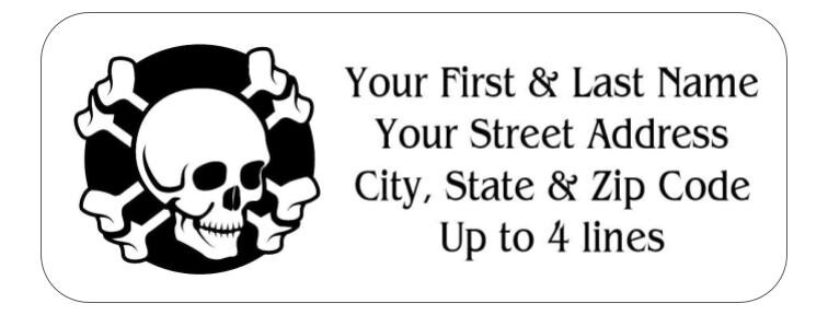 150 Skull Crossbones Round Mailing Return Address Labels Personalized