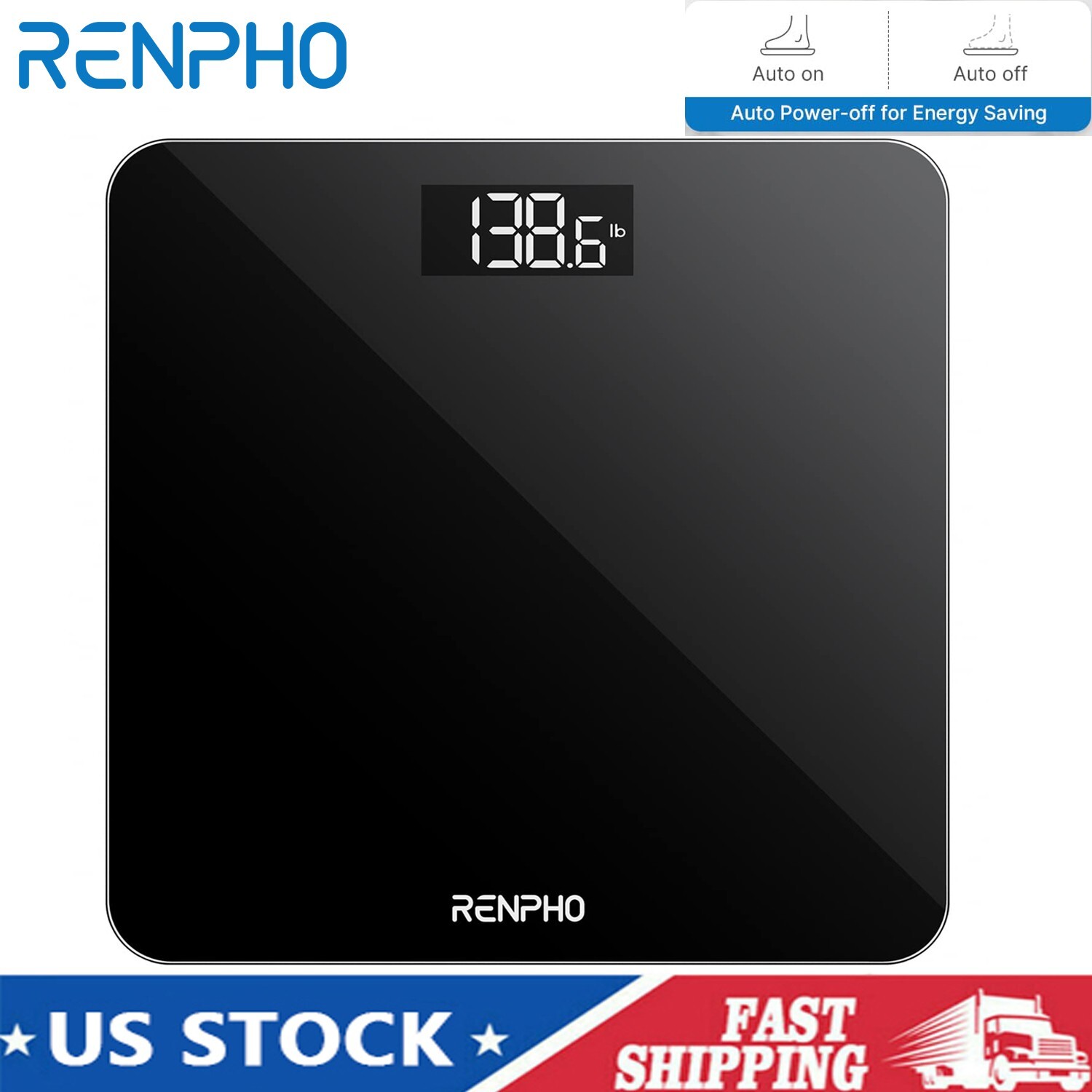 Digital Body Weight Bathroom Scale w/ Step-on Technology Battery Powered 400lbs
