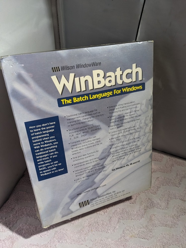 NEW SEALED Wilson WindowWare WinBatch For Windows 95, 98, NT (Software) RARE