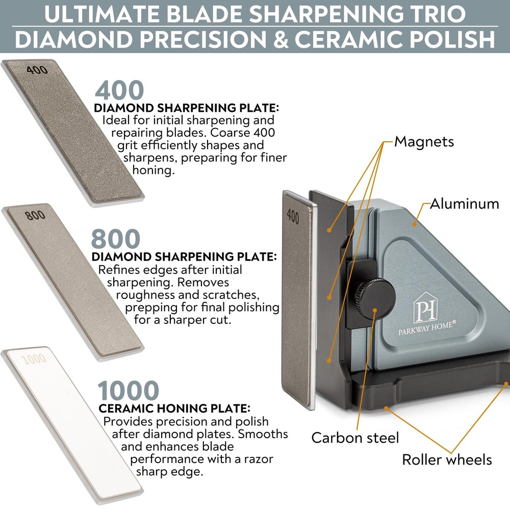 Rolling Knife Sharpener with Adjustable 10° to 40° Options and Adju...