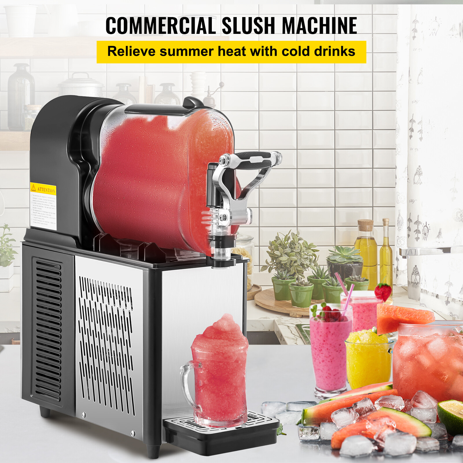 Commercial Slushy Machine 3Lx1 Slush Machine Frozen Drink Beverage Maker Cooler