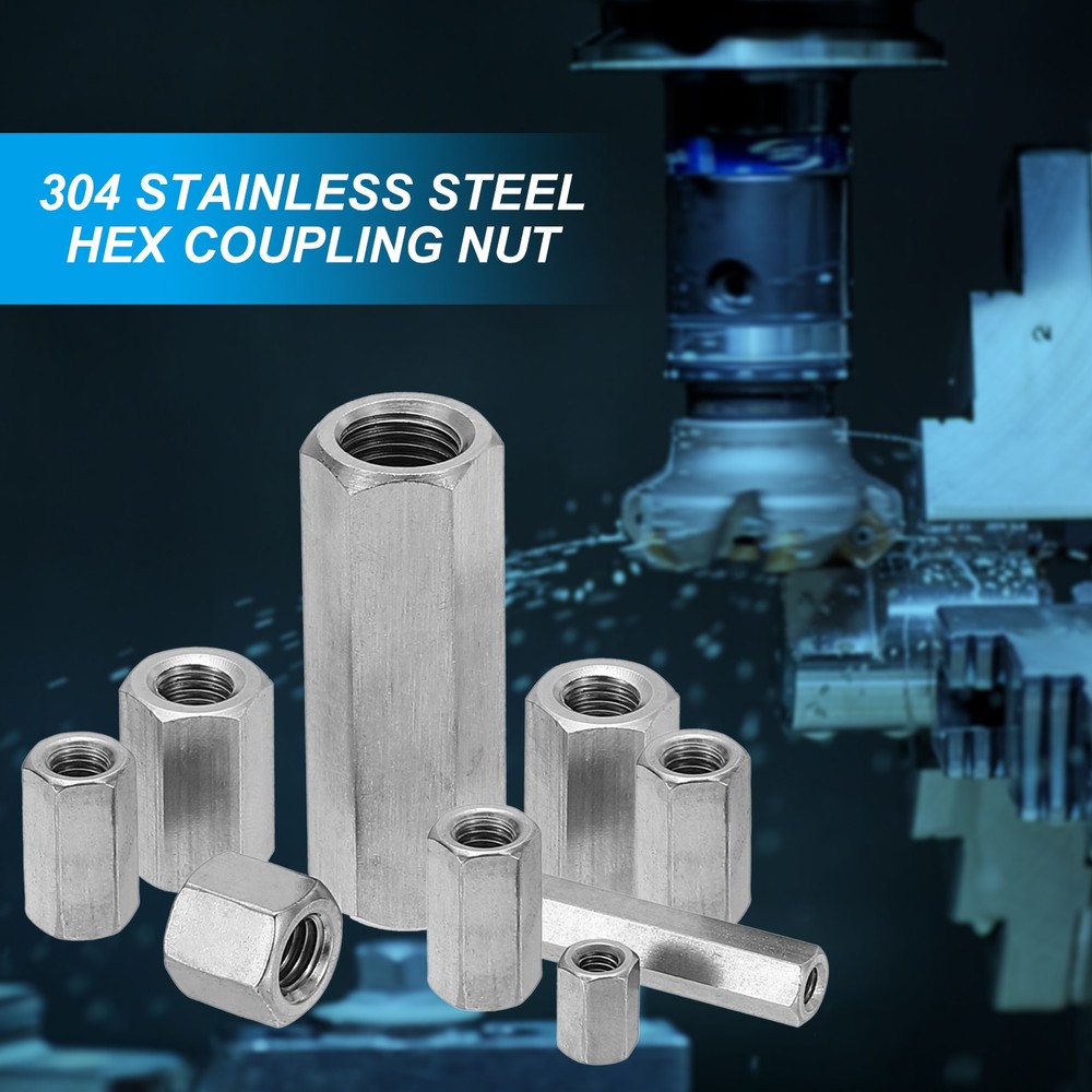 1/4"-20 UNC Hex Coupling Nuts 10Pcs 0.79" Long Fully Threaded Rod Coupling Nut