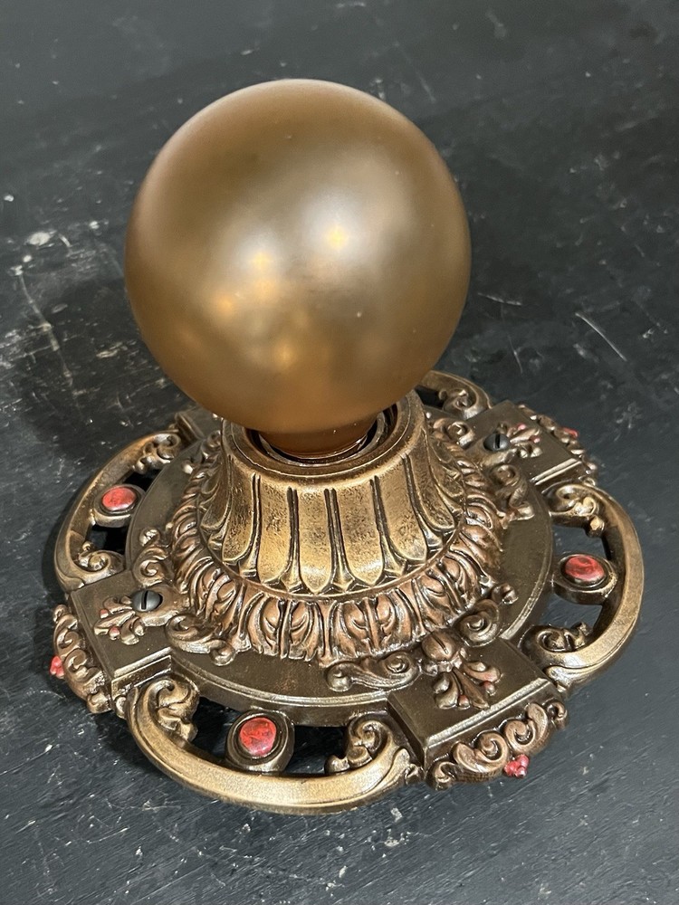 Pair Polychrome Rewired Single bulb flush mount ceiling fixtures 34B