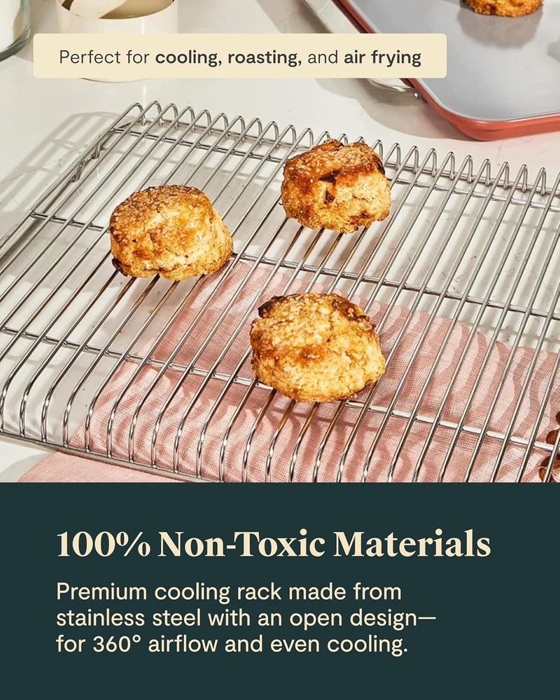Non-Stick Ceramic Baking Sheet & Cooling Rack Ceramic Coated Non-Toxic PTFE &