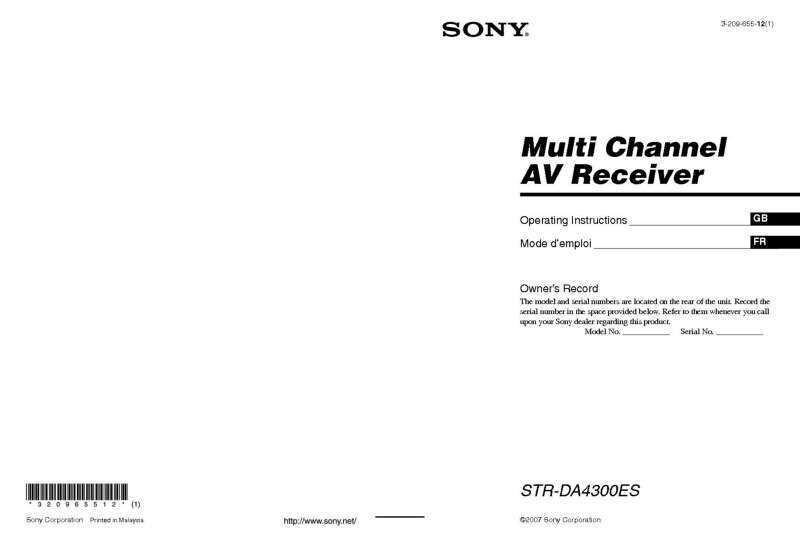 Sony STR-DA4ES Amplifier / Receiver Owners Instruction Manual