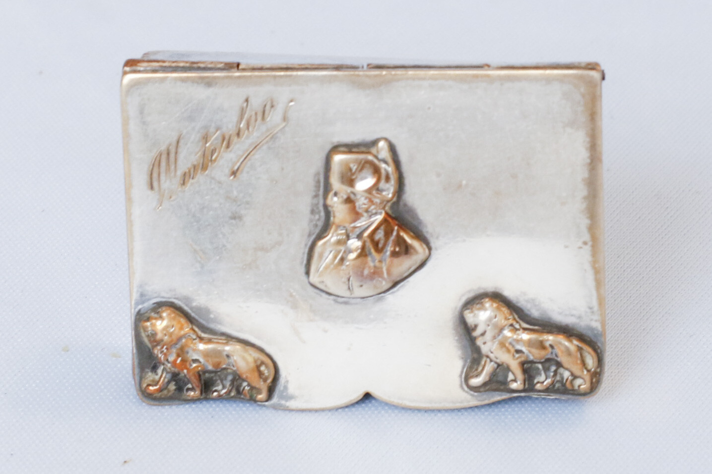 Rare 19C Silver Plated Box French Emperor Napoleon Bonaparte Waterloo Battle War