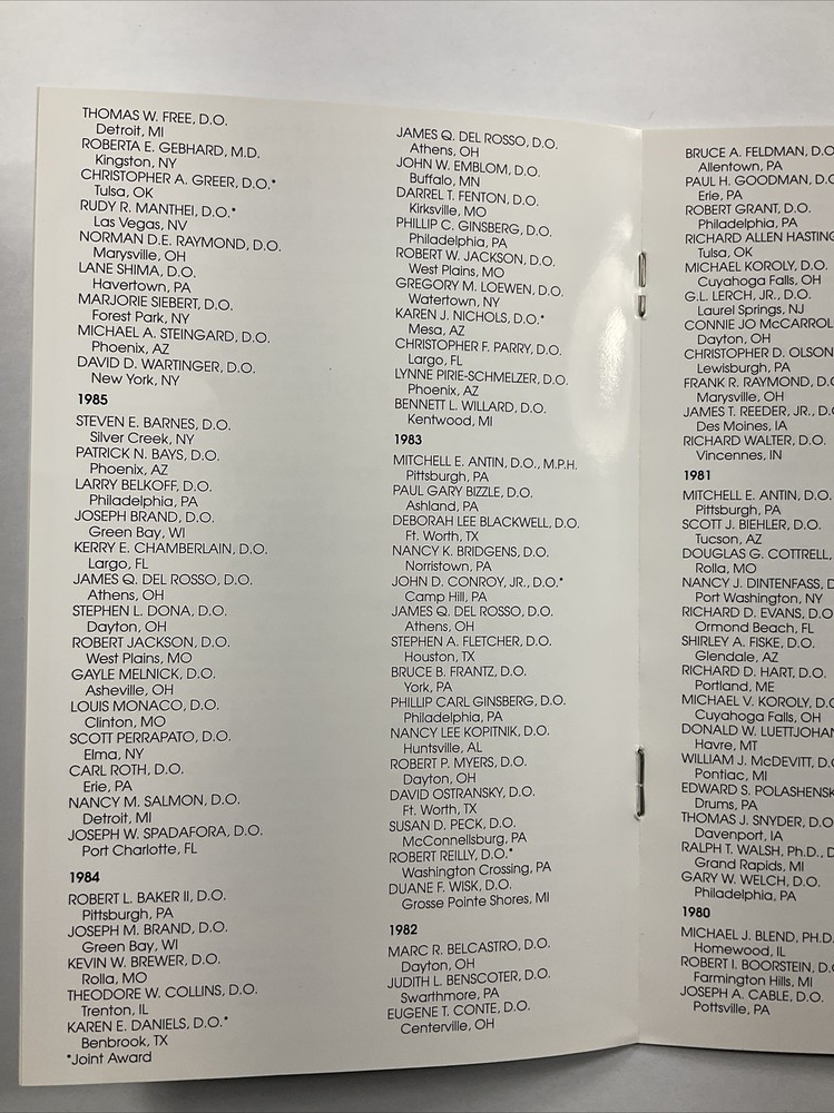 1991 National Osteopathic Foundation Mead Johnson Awards Breakfast Program Menu