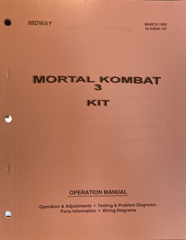 Mortal Kombat 3 Arcade Game Manual