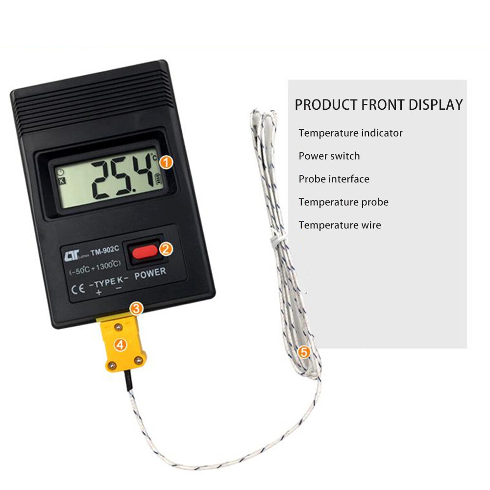 TM-902C LCD Digital Sensor Thermometer Single Input K Type Thermocouple Probe