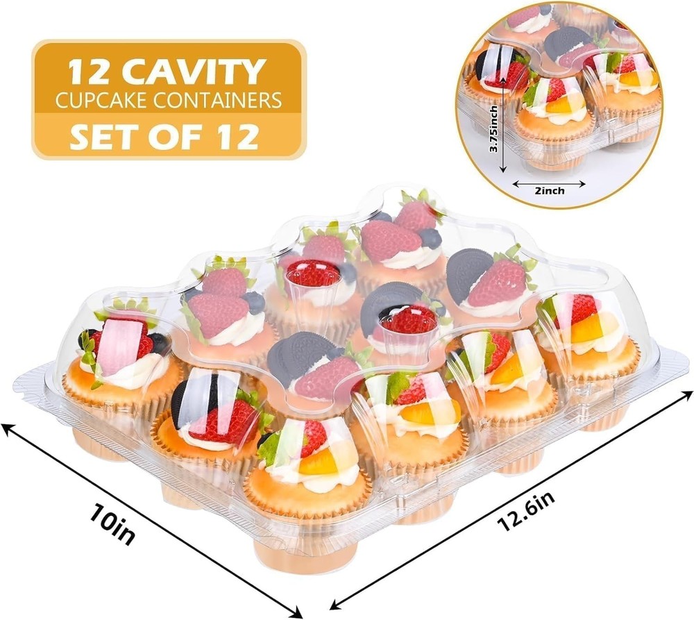 Plastic Cupcake Containers 12 Count 12 Sets, Stackable Cupcake Boxes Holders ...