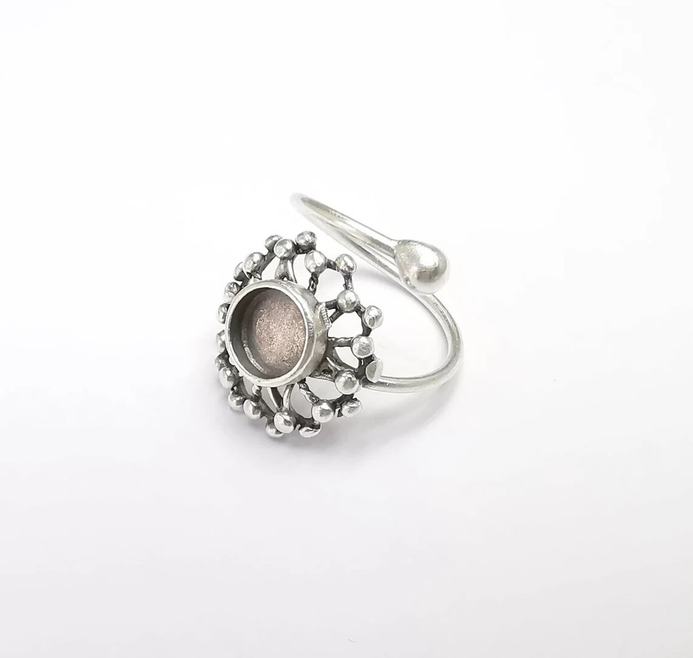 Flower, Sun Ring Setting Blank Cabochon Mounting Adjustable Resin Ring Base