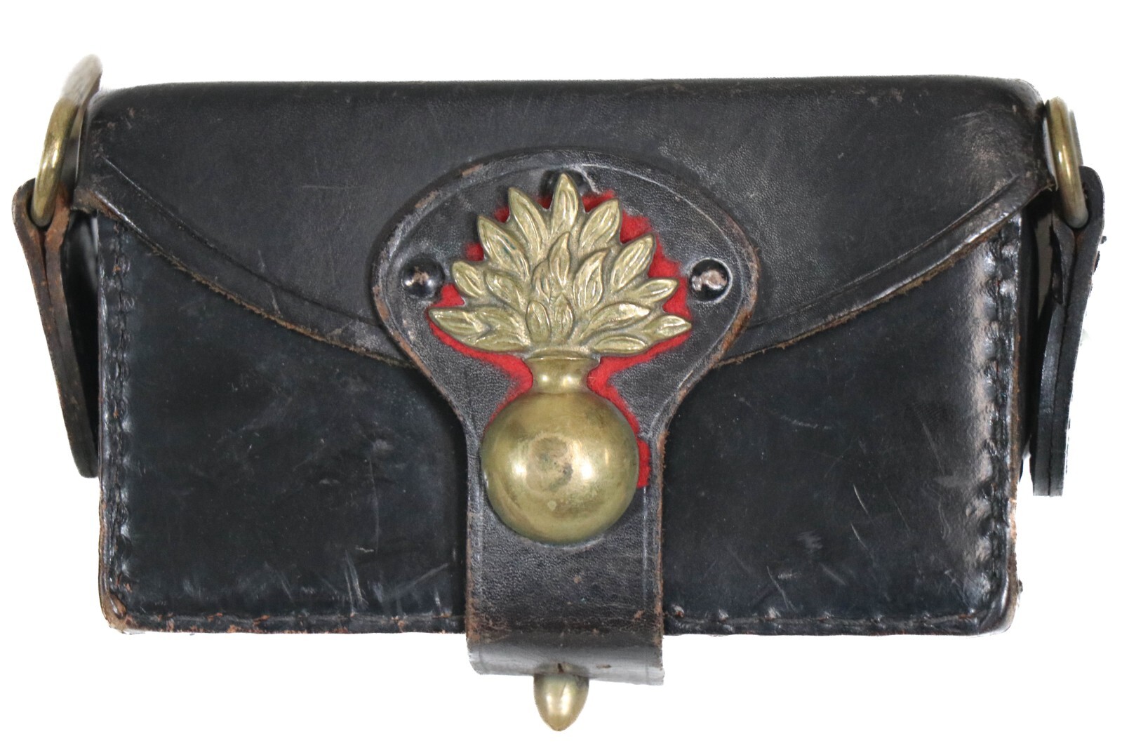 Italian Carabinieri Leather Cartridge AMMO Pouch Carcano w Leather Sling WWII