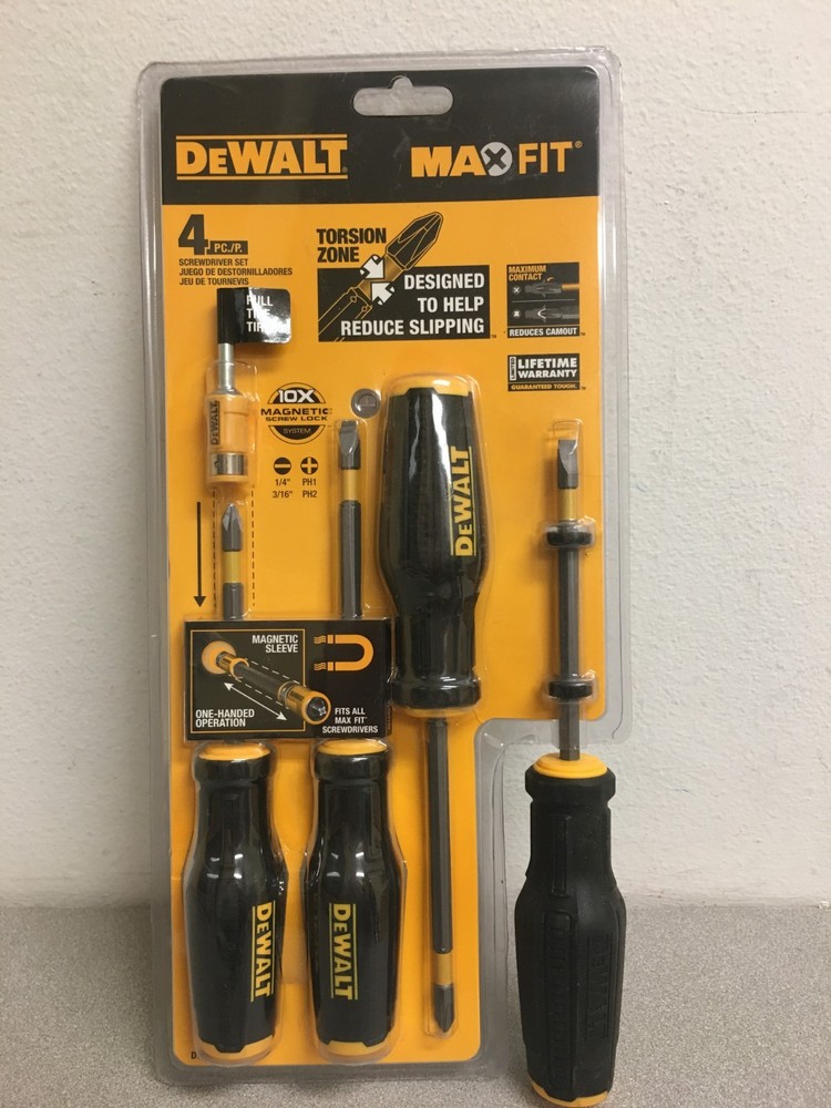 DeWalt Max Fit Phillips/Slotted Assorted Screwdriver Set 4 pc #DWHT62054