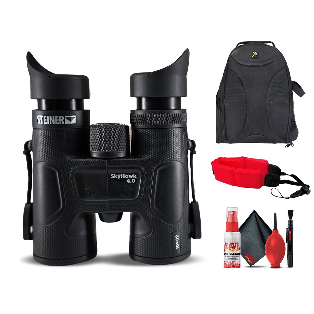 Steiner SkyHawk 4.0 10x32 Binoculars (23370900) Bundle with Padded Backpack,