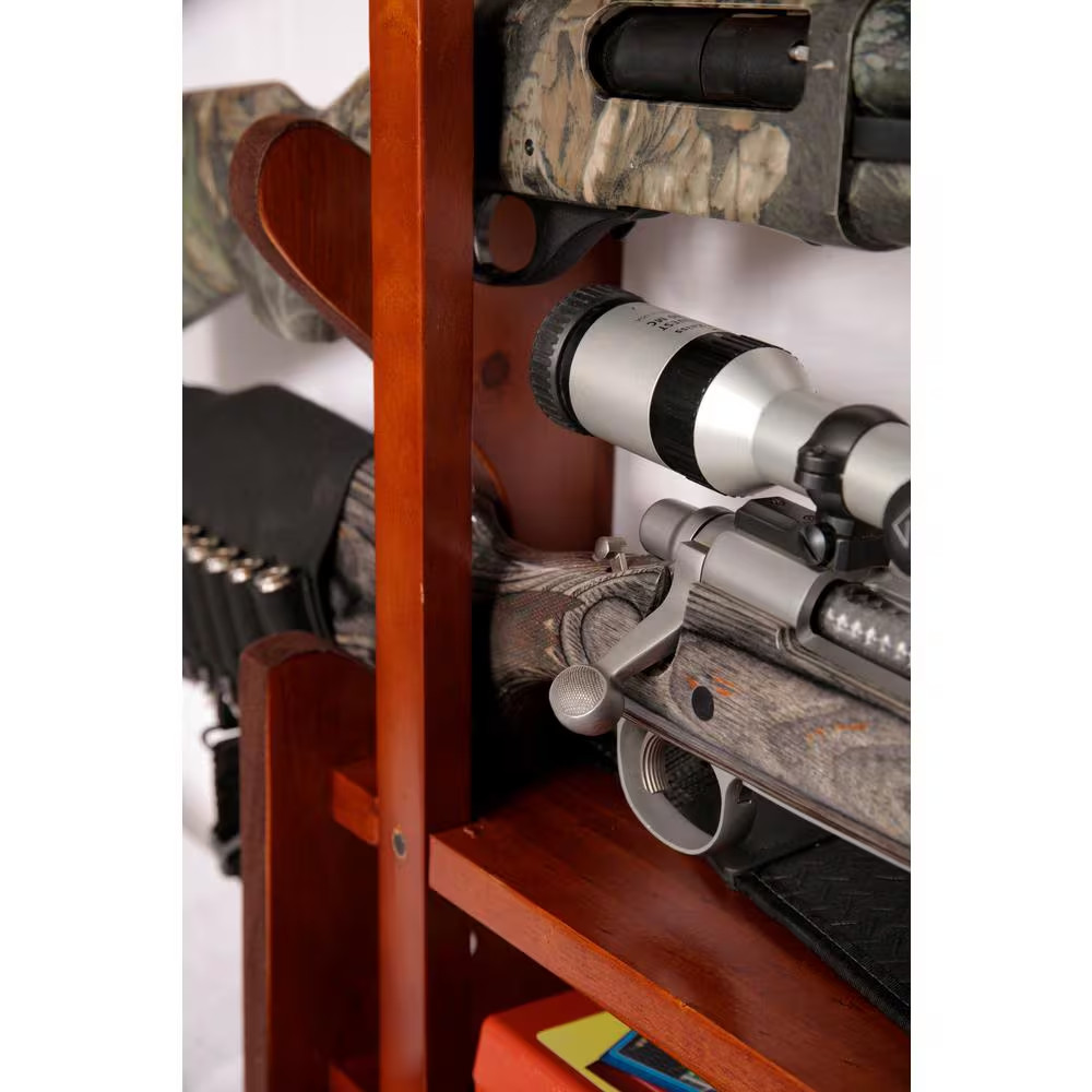 4 Gun Wall Rack with locking storage compartment Free Ship NEW