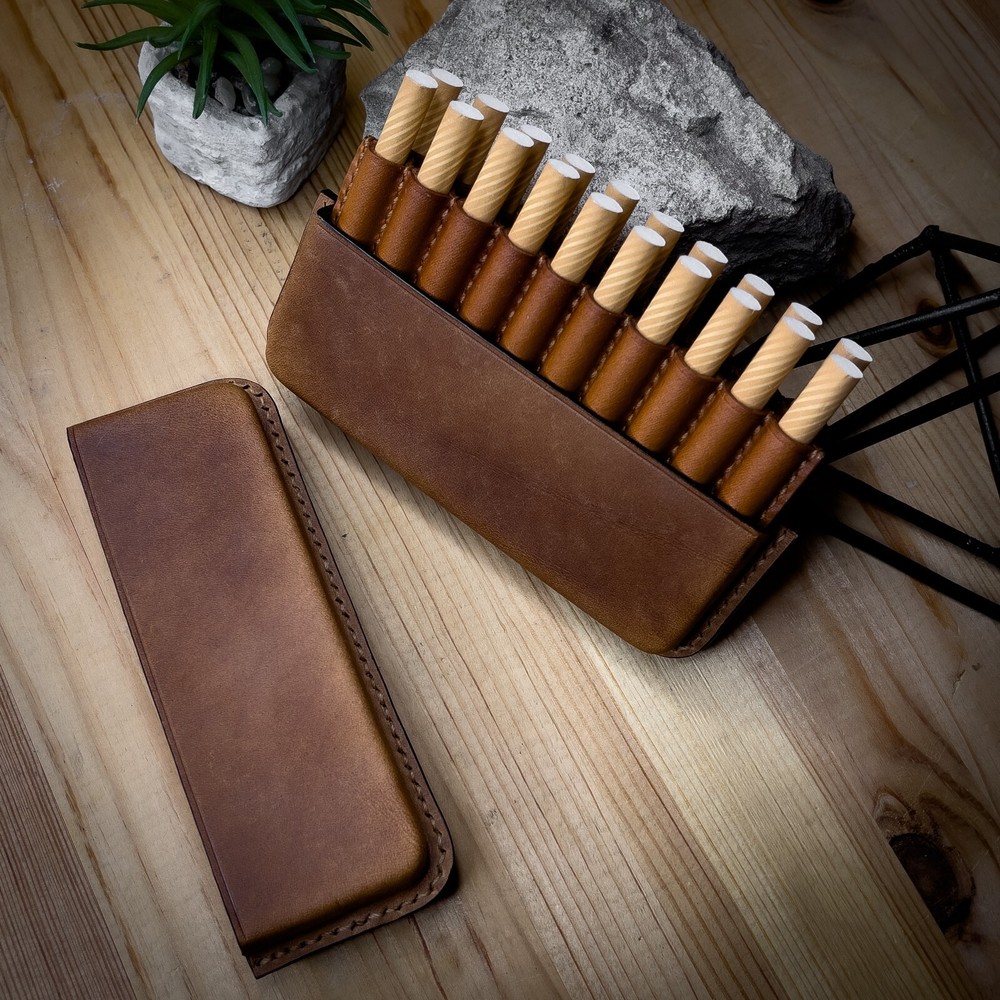 Leather handmade cigarette case PUEBLO premium leather